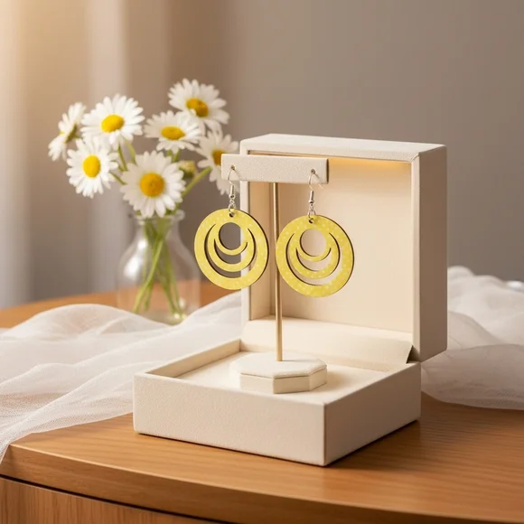 Elegant Yellow Hoop Earrings - Picture 2 of 2